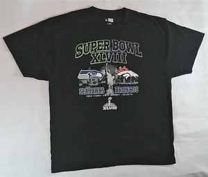 Camiseta negra XL Seahawks vs Broncos adulto con licencia de la NFL Super Bowl XLVIII - Imagen 1 de 6