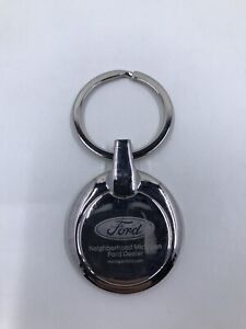 Ford Logo Metal Silver Chrome Cable Car Key Chain Ring Fob
