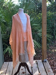 Puro Lino Italy Layered Dress With Wrap Sz L Colorblock Ruffled Linen Lagenlook - Picture 1 of 24
