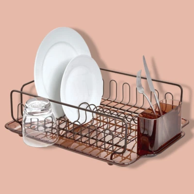 Forma Lupe Escurridor de Platos de Acero Inoxidable con Bandeja de Plástico, 13.3" x 17.5" x 5.2" Foto 1 de 4