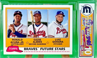 2018 Topps Archives Ronald Acuna Jr Ozzie Albies Gem Mint 10 Rookie #FS-BRA D4 - Image 1 of 3