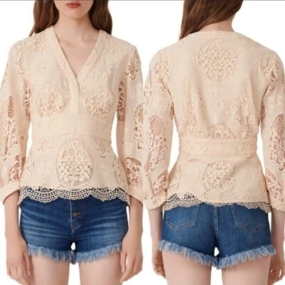 Maje NUDE Women's Cream Lalou Guipure Lace Blouse Top US 1/Small $295 New - Image 1 of 4