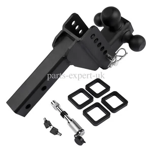 Black 18,500lbs 2" Receiver 6" Drop/Rise Tri-Ball Adjustable Trailer Hitch Set - Picture 1 of 11