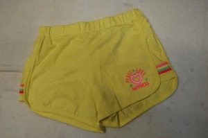 Girls YELLOW KNIT SHORTS Casual Athletic Play PEACE LOVE HAPPINESS Size L 10-12 - Picture 1 of 1