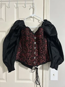 Attitude Holland Corset Nahéniel Overbust Red/Black Sz 30 Needs Cleaning - Picture 1 of 10
