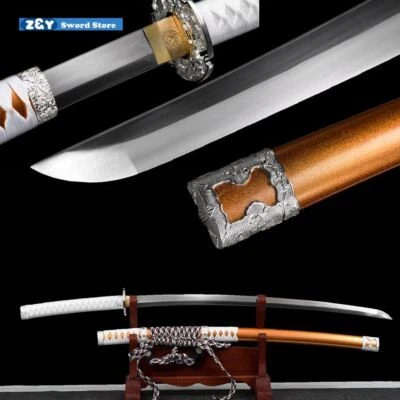 Real Katana Full Tang Japón Espada Resorte Hoja de Acero Afilada Lucha Exterior -Q8152 Foto 1 de 4