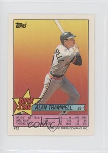 1989 Super Star Sticker Back Cards Alan Trammell Kevin Bass Jack McDowell HOF