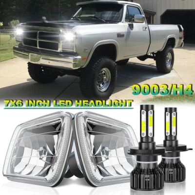 Faro LED rectangular de 7" para Dodge W250 D350 Ram 1981-1993 Dodge Ramcharger Foto 1 de 4
