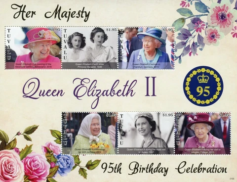 Tuvalu 2021 MNH Royalty Stamps Queen Elizabeth II 95th Birthday 6v M/S Cover