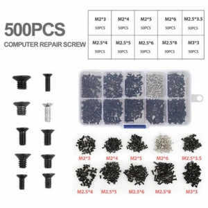 1Box Alloy Steel M2 M2.5 M3 10 Sizes Laptop Computer Notebook Repair Screws Kit - Afbeelding 1 van 10