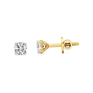 0.50 carat IGI Certified Diamond Prong Stud Earrings Round Lab Grown 14k Gold - Picture 1 of 13