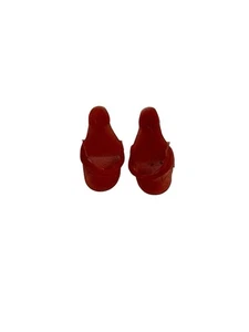 Vtg Barbie Red Open Toe Mule Heels Majorette Marked 1960s Doll Shoes Japan - Picture 1 of 4