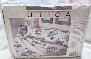 Juego de Sábanas Utica 3 Piezas Doble 100% Algodón Franela Blanco Clásico Rosa EE. UU. De Colección Nuevo de Lote Antiguo - Imagen 1 de 6
