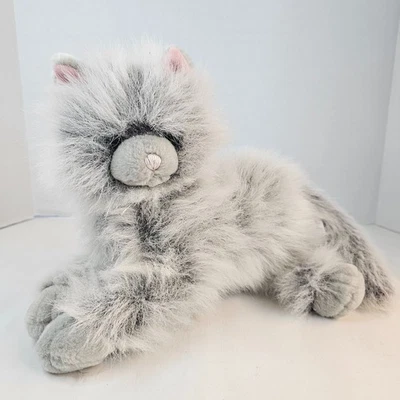 Russ Berrie Natasha Gray Cat Plush Green Eyes Fluffy Furry Kitty Stuffed Animal - Image 1 of 4