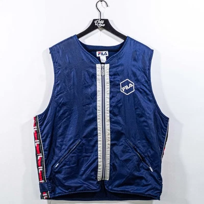 Fila Full Zip Reflective Nylon Vest Logo Large VTG 90s Streetwear Hip Hop - Image 1 of 4