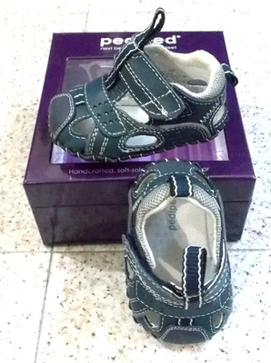 NWB PEDIPED Infant sandal soft soled leather 1764 Piers Navy Xsmall 0-6mon - Image 1 of 4