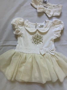 Disney Vestito Principessa Bambina Tutù Fascia Set 6-9 Mesi Fiocco di Neve Invernale - Foto 1 di 11
