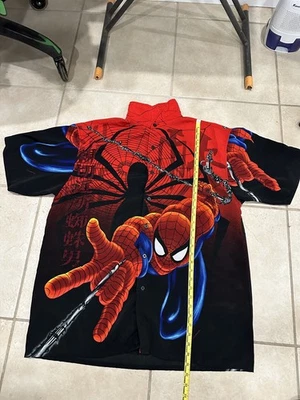 Vintage Changes Y2K 2001 Spider-Man AOP Graphic Short Sleeve Button-Up Shirt XL - Image 1 of 2