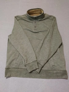 G H Bass & Co Herren Langarm Fleece 1/4 Knopf Pullover Sweater Grün Gr. XL - Bild 1 von 13