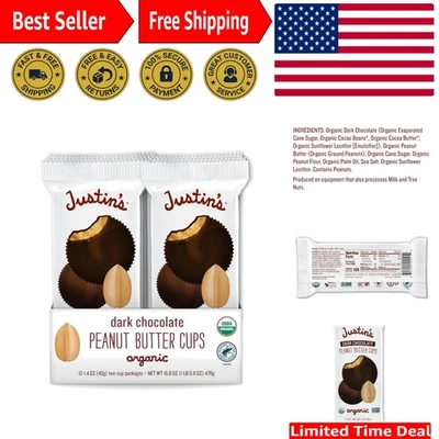 Disfrute de un paquete de 12 tazas orgánicas de mantequilla de maní de chocolate negro - golosina perfecta Foto 1 de 4