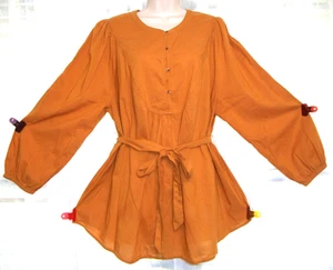OLD NAVY PLUS 2X AUTUMN HARVEST ORANGE SOFT COMFY TUNIC TOP BLOUSE~WAIST TIE~ - Picture 1 of 9