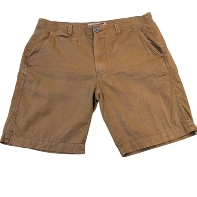 Pantalones Cortos Arizona Jean Co Para Hombre 36 Marrón Caqui Chino Frente Plano Cremallera Mosca Algodón Foto 1 de 4