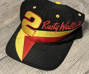Vintage NASCAR Snapback Mütze Einheitsgröße schwarz rostig Wallace #2 Ford bestickt USA - Bild 1 von 4