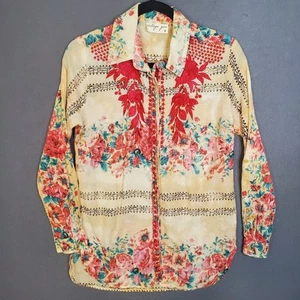 Vintage Gora Women’s S Button Down Shirt Embroidered Floral Blouse Lightweight - Picture 1 of 7