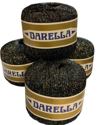 4 Винтажный Darella пряжи металлический черный многоцветный 134 краситель лот 38 Италии вязаный крючком - Изображение 1 из 4