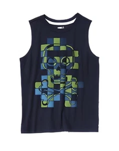 NEW Crazy 8 Kid Boy's Navy & Olive Green Puzzle Skull Sleeveless Muscle Shirt - Picture 1 of 1
