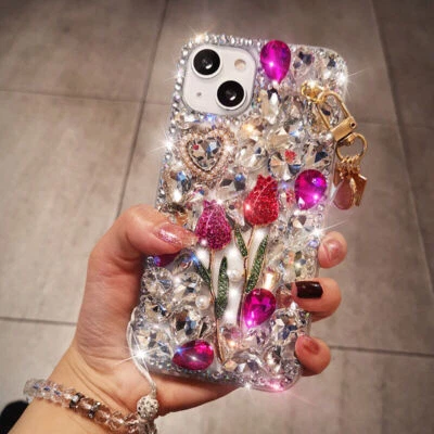 For iPhone 17 Pro Max 16 15 14 13 12 11 Bling Glitter Flower Diamond Case Cover - Image 1 of 4