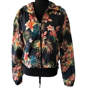 New Look Supreme Damen Windbreaker Kapuze Hawaii Blumen Gr. M - Bild 1 von 8