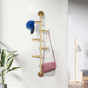 6 Hooks Coat Rack Hat Bag Holder Wall-Mounted Coat Rack Shelf For Hat Key Bag - Picture 1 of 9