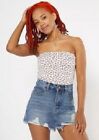 Ivory Ditsy Print Double Lined Tube Top Size XS