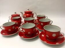 "Dots/ Pea" porcelain tea set for 6 prs,painted /Baranovka /USSR