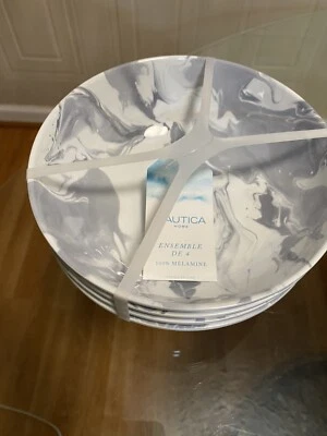 Nautica Melamina Servir 7 1/4” Tazón Diseño Como Mármol *NUEVO* Foto 1 de 4