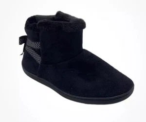 Isotoner Mallory Bootie Slippers for Women Black, Cozy with Bow Detail Sz 8 Us - Picture 1 of 22