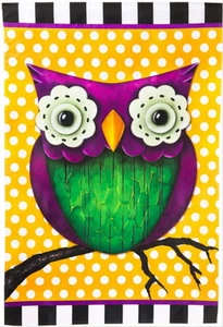 NEW LARGE EVERGREEN FLAG COLORFUL WHIMSY OWL 29" X 43" - SUCH A CUTE FLAG! - Picture 1 of 1