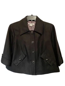 Nygard Collection~ Women's Black Linen Blend Blazer/Jacket 3/4 Sleeve Size 8P - Picture 1 of 7
