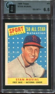 1958 Topps Baseball # 476 Stan Musial All Star (EX-MT+) GAI 6.5 - Picture 1 of 2