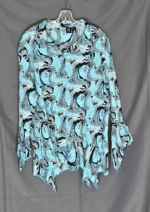 Jennifer Lloyd - Blusa multicolor abstracta arrugada con botones - Talla 2X - Imagen 1 de 2