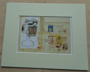 Jean-Michel Basquiat Pop Art Print titled Human Heart Face Portrait Blue Hand - Picture 1 of 3