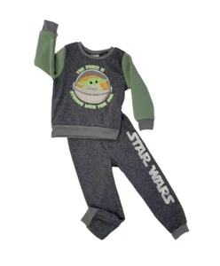 Star Wars Mandalorian Baby Yoda Fleece Sweatshirt & Jogger Pant Set Size 4 Boys - Picture 1 of 6
