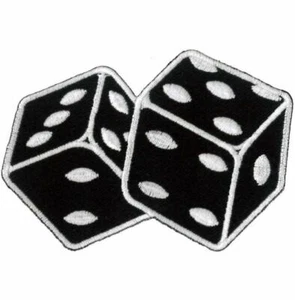 Dice Iron On / Sew On Patch Black & White Patches - Foto 1 di 3