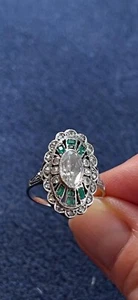 Diamant Ring mit Smaragden um 1910 - 1920 - Bild 1 von 8