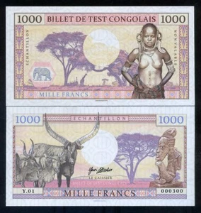 Congo, 1000 Francs, 2018, Private issue, Specimen - African Tribal F - Picture 1 of 1