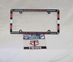 MINNESOTA TWIN PLASTIC LICENSE PLATE FRAME AND DIE CUT 4" TC BLUE DECAL - Picture 1 of 1