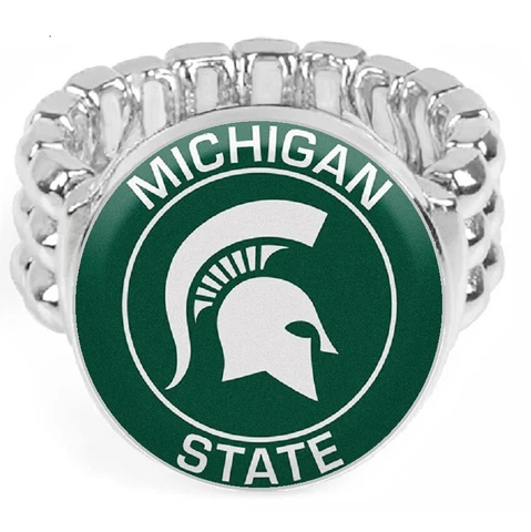 Michigan State Spartans Silver Mens Womens Ring Fits All w Gift Pk D2 Cover