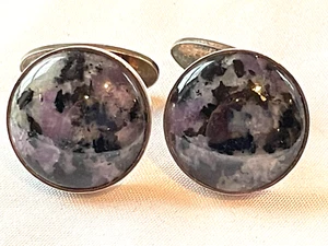 VINTAGE 1971 SWEDEN SWEDISH STENLYA STERLING SILVER AGATE CUFFLINKS - Picture 1 of 4