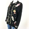 B. P. Design Womens Sz L Black Cardigan Christmas Stockings Applique Sweater CC
